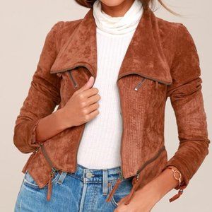 Ready For Anything Rust Orange Suede Moto Jacket
